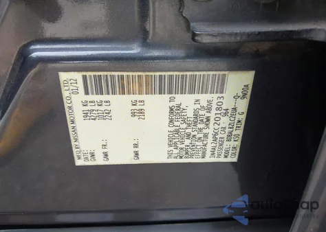 2012 Nissan Altima 2.5 S from USA, damaged, VIN 1N4AL2AP6CC201803